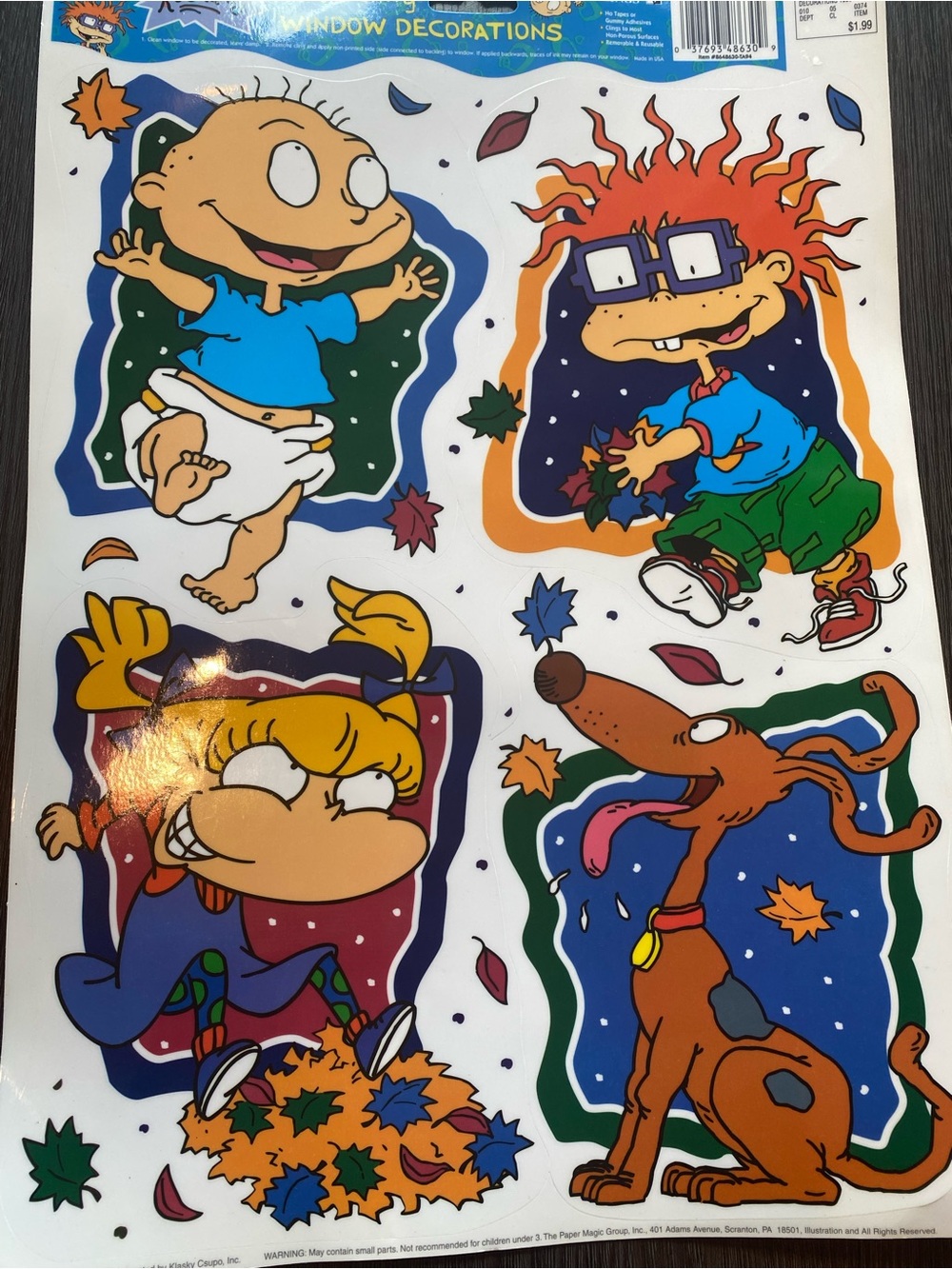 LOT 3 VTG 1998 Rugrats Nickelodeon Fall Halloween Large Window Clings Sheet Y2K - Picture 10 of 11